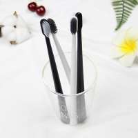 Best quality 2pcs black and white toothbrush binchotan charcoal head tooth brush for adult